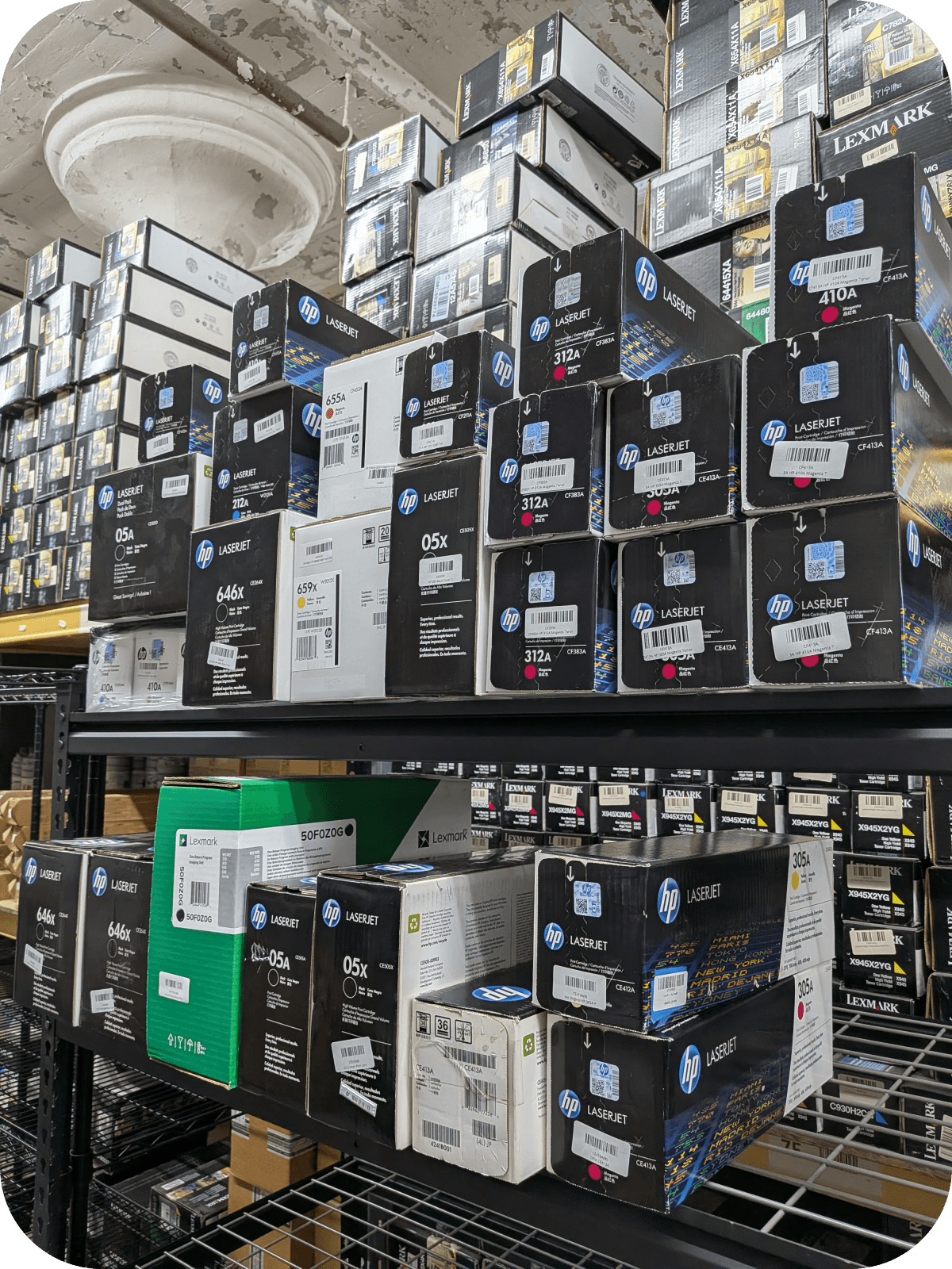 Expired toner inventory in office storage