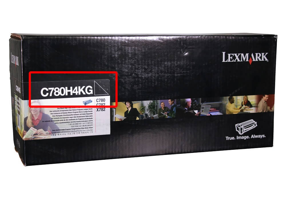 Lexmark C780H4KG toner box showing where the model number is printed