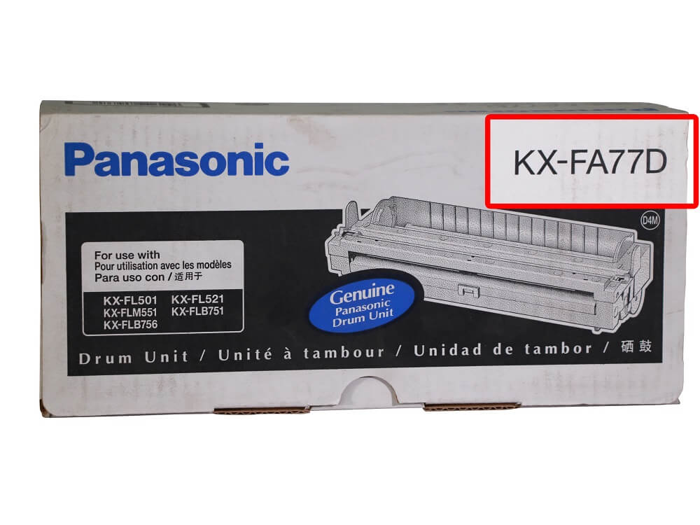 Panasonic KX-FA77D toner box showing where the model number is printed